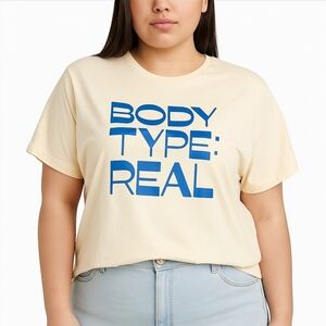 Ava & Viv Plus Size 3X Graphic Cotton Tee Cream And Cobalt Blue